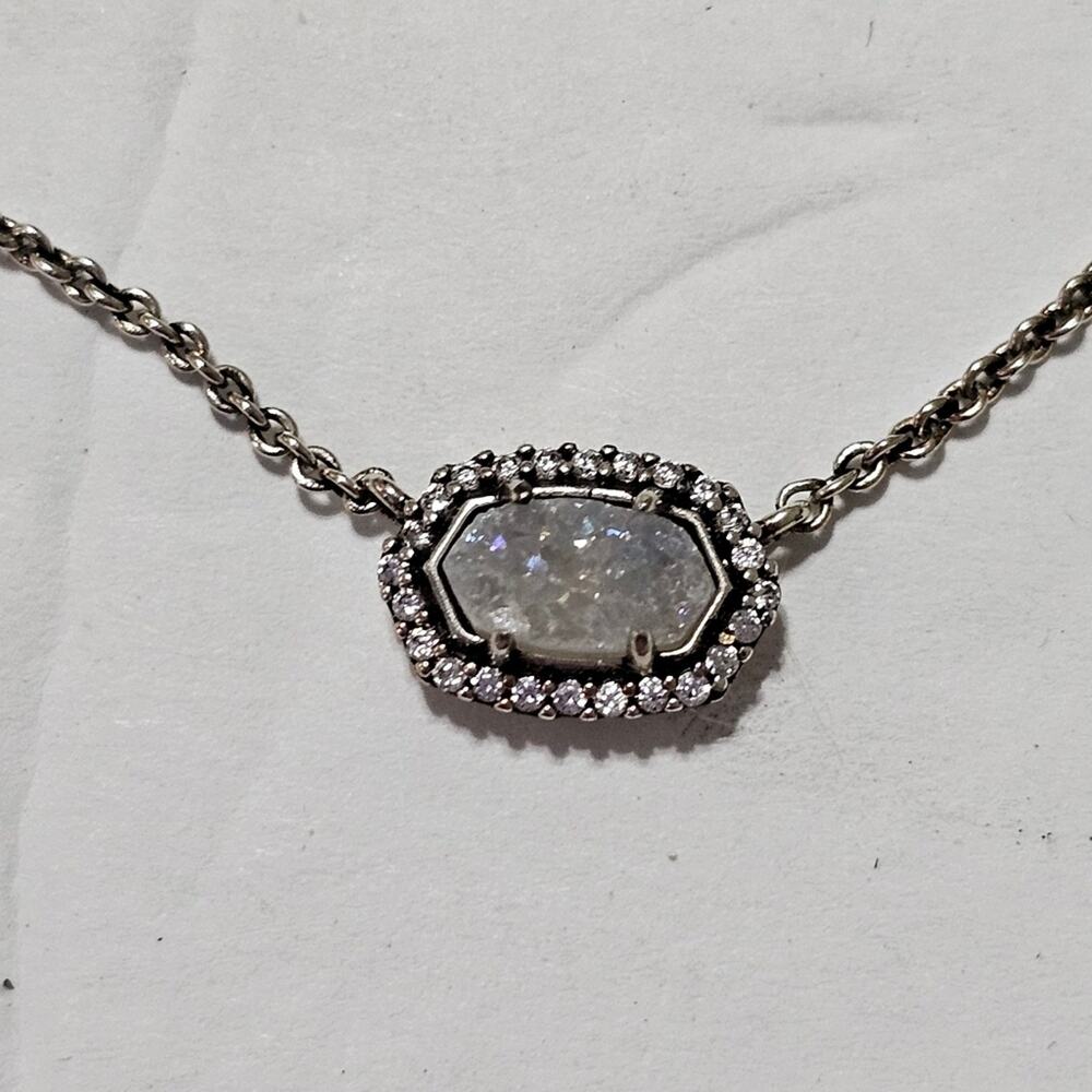 Kendra Scott Kyocera Opal Jeweled Elisa? Silver Necklace